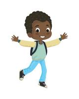 afro american boy with schoolbag vector