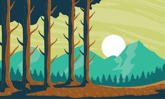 landscape forest sunny day vector