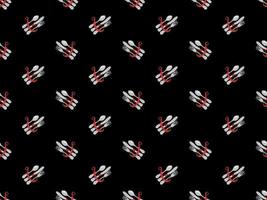 Cutlery cartoon character seamless pattern on black background.  Pixel style vector