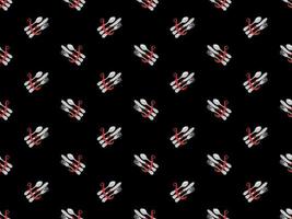 Cutlery cartoon character seamless pattern on black background.  Pixel style vector