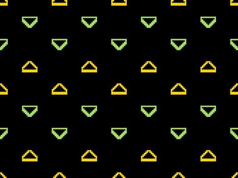 Triangle seamless pattern on black background.  Pixel style vector