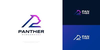 Modern and Simple Panther Logo in Colorful Gradient Concept. Panther Logo or Icon vector