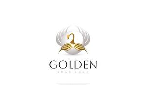 diseño del logo del cisne dorado. ilustración de logotipo de cisne de oro de lujo, excelente para spa, moda, belleza, cosmética, salón o logotipo de marca comercial de joyería vector