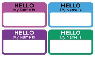 Simple colorful name tag. To mark our books. Back to school. Our book identity marker, Hello my name is, tag or label. Editable vectors. EPS10 vector