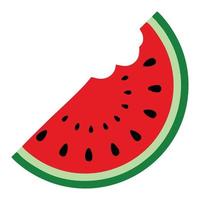 Pieces of watermelon that have been bitten in several parts. Fruit elements are round and brightly colored. Editable vector