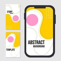 set of social network story templates. yellow white trendy color background with fluid elements. social media design vector