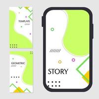 conjunto de plantillas de historias de redes sociales. diseño de contenido de instagram con fondo curvo de patrón abstracto verde blanco. vector