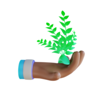 3D illustration hand and save plants png