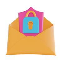 3D illustration mail security lock png