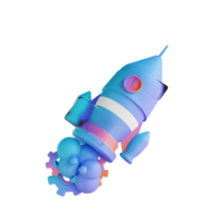 3D illustration start-up rocket png
