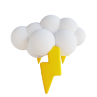 3D illustration cloudy weather and lightning png