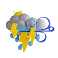 ilustração 3d relâmpago de chuva de tarde tempestuosa
