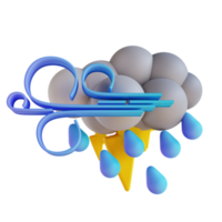 ilustração 3d relâmpago de chuva de noite tempestuosa png