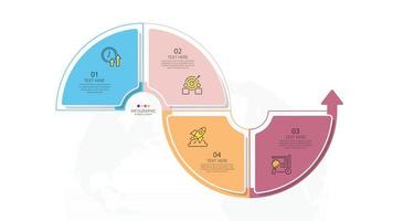 Plantilla de infografía de círculo básico con 4 pasos, proceso u opciones, diagrama de proceso, utilizado para diagrama de proceso, presentaciones, diseño de flujo de trabajo, diagrama de flujo, infografía. ilustración vectorial eps10. vector