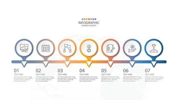 Basic circle infographic template with 7 steps, process or options, process chart, Used for process diagram, presentations, workflow layout, flow chart, infograph. Vector eps10 illustration.