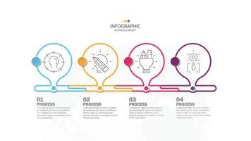 plantilla infográfica de línea de tiempo con 4 pasos, proceso u opciones, gráfico de proceso, utilizada para diagrama de proceso, presentaciones, diseño de flujo de trabajo, diagrama de flujo, infografía. ilustración vectorial eps10. vector