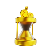 dinheiro de tempo dourado de ilustração 3d png