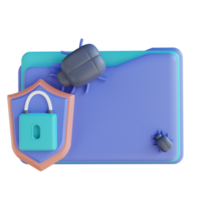 3D illustration security virus folder png