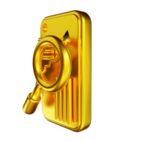 3d illustrazione d'oro mobile ricerca png