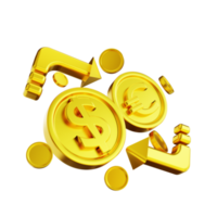 3D illustration golden money exchange png