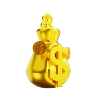 3D illustration golden money bag png