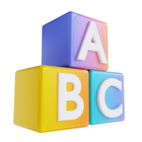 3D illustration colorful alphabet box png