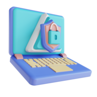 3D illustration protect laptop security png