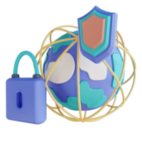 3D illustration global security png