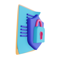 3d illustration säkerhet låsa dokumentera png