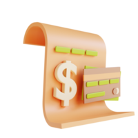 3D illustration bill and credit card png