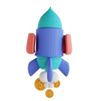 3D illustration rocket money grow png