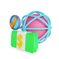 3d illustrazione Internet pagamento e i soldi png