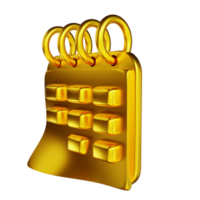 3D illustration golden calendar png