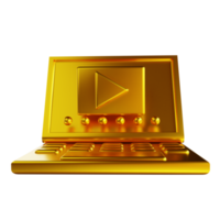 3D-Darstellung goldener Laptop png