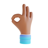 3d illustration som visar ok hand gester png