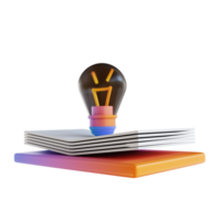 3d illustration livre coloré et lampe png