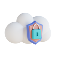 3D illustration cloud security png