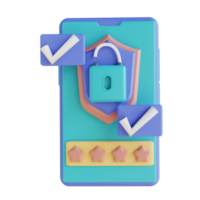 3D illustration mobile password unlock png