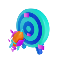 3D illustration rocket and target goal png