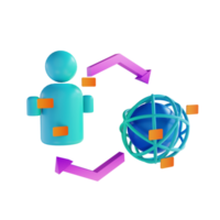 3D illustration people and global users flow png