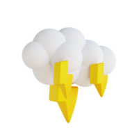 3D illustration cloudy weather and lightning png