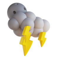 3D illustration cloudy night lightning png