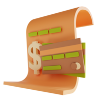 3D illustration bill and credit card png