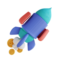 3D illustration rocket money grow png