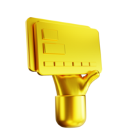 3D illustration golden hand and credit card png