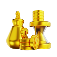 3D illustration golden pocket money and time png