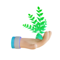 mão de ilustração 3D e salve plantas png