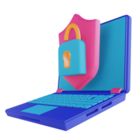 3d illustrazione il computer portatile sicurezza sbloccare png