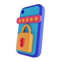 3D illustration mobile password locked png