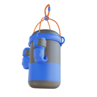 3D illustration punching bag sport and boxing gloves png